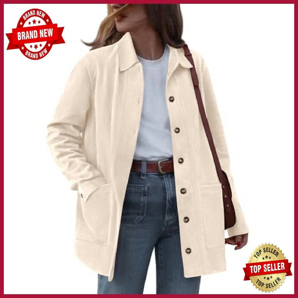 Faux Suede Button-Down Jacket Women's Fall Winter Outerwear Shacket - Picture 2 of 8